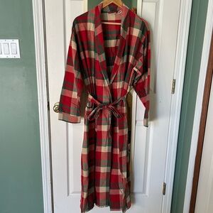 Vintage LL Bean 100% Cotton Plaid Flannel Bath Robe - Women’s L